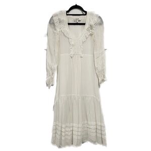 SEA New York Cream Ruffle Midi Dress